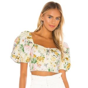 For Love And Lemons Chamomile Denim Crop Top
